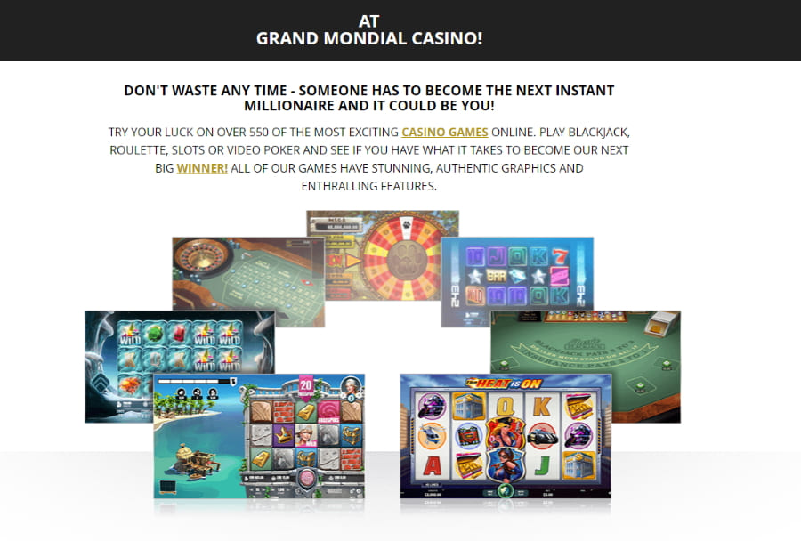 Grand Mondial Casino variété de jeux